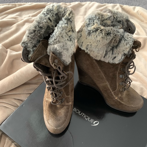 Boutique 9 Booties with Faux Fur Trim - Picture 1 of 6